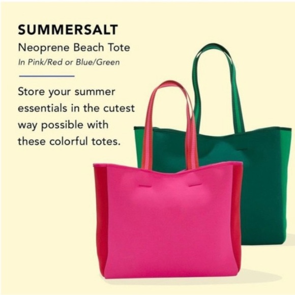 Summersalt NWT Neoprene Beach Tote Bag cherry Red Hot Pink - Picture 7 of 13